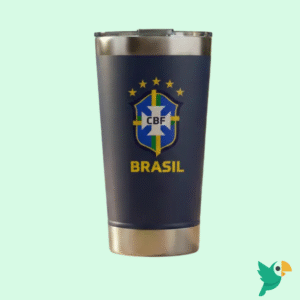 COPO TÉRMICO LOGO SELEÇÃO BRASIL TORCEDOR COPA DO MUNDO AZUL