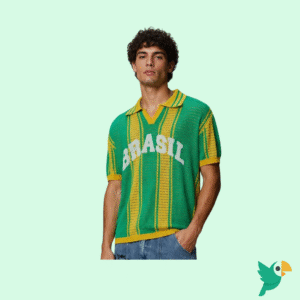 CAMISA MASCULINA BRASIL MALHA VAZADA