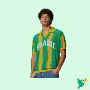 CAMISA MASCULINA BRASIL MALHA VAZADA