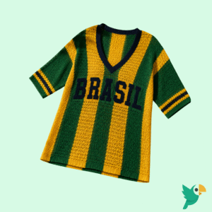 VESTIDO FEMININO BRASIL TRICOT VERDE E AMARELO