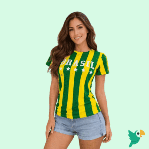 CAMISA FEMININA BRASIL COPA MANGA CURTA VISCOLAYCRA OFERTA