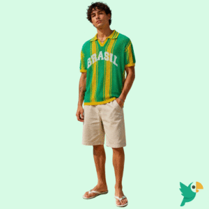 CAMISA MASCULINA BRASIL MALHA VAZADA